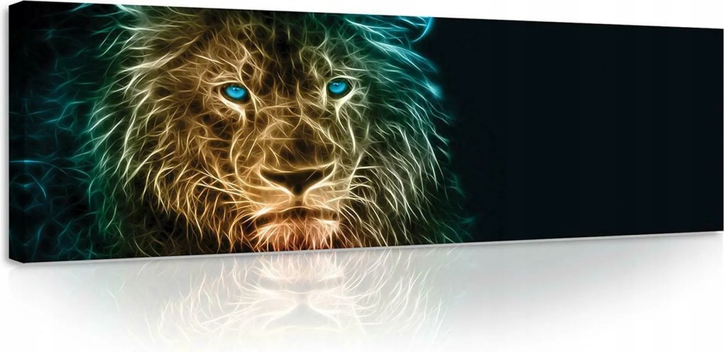 Vászonkép Oroszlán Absztrakt Nappali Hálószoba Nagy XXL Vászon Fekete 145x45