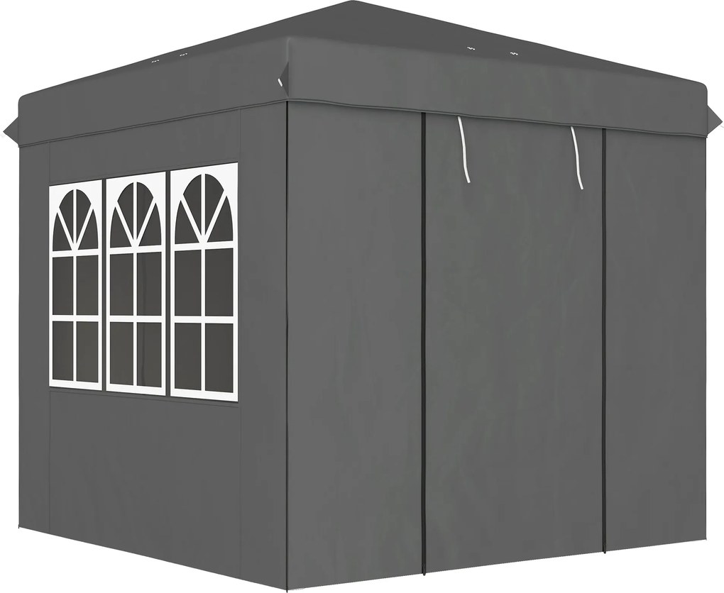Outsunny 2.5x2.5m Tetőpavilion, Vízhatlan Stabil Télálló Gyorsan Felállítható Hajtható Pavilion, UV Védelem 50+, Hajtható Parti sátor Kert sátor 4 Old