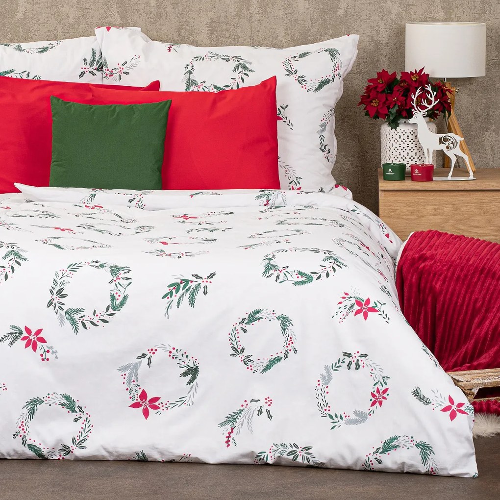 4Home Christmas holly karácsonyi pamut ágyneműhuzat, 140 x 220 cm, 70 x 90 cm, 140 x 220 cm, 70 x 90 cm