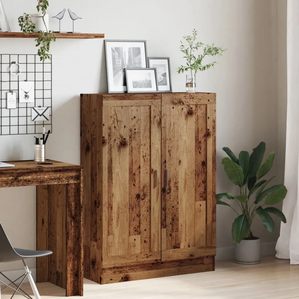 antik fa színű szerelt fa könyvszekrény 82,5 x 30,5 x 115 cm