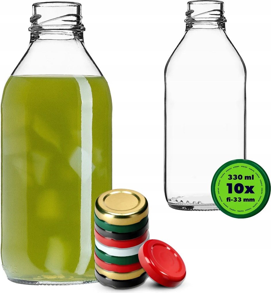 Üvegpalack Micimackó 330 ml Gyümölcslé Palackok Tinktúra Kupakok 10 db