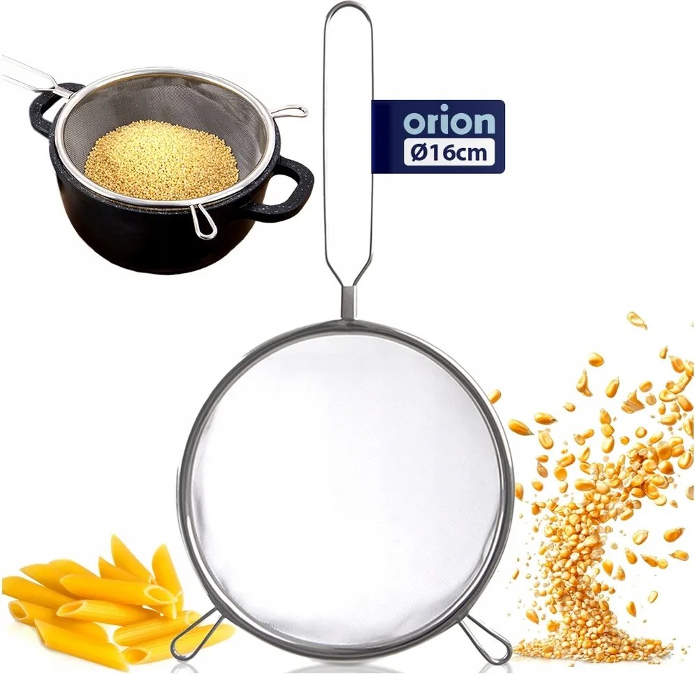 Konyhai szűrő acél cédrusfa szitatartóval 16 cm