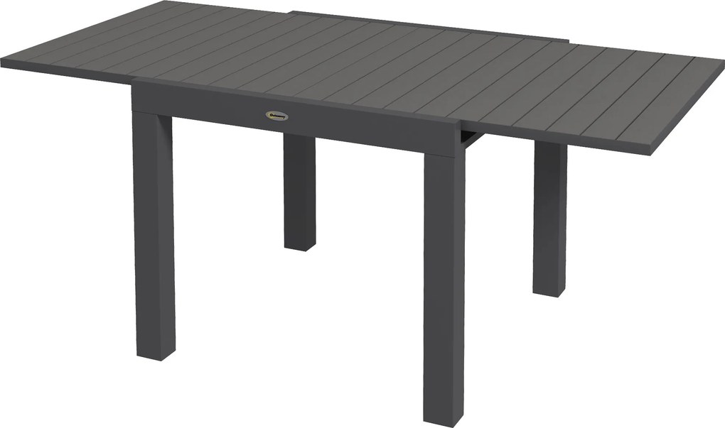 Outsunny Kert Asztal 6 Főnek - Bővíthető Terasz Asztal 70 kg Teherbírással - Alumínium Szürke 81/162 x 80 x 75 cm | Aosom