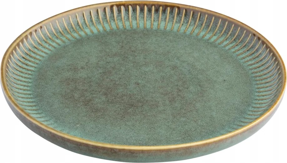 Desszert porcelán tányér 20,5 cm Retro Reactive Sage stripes zöld