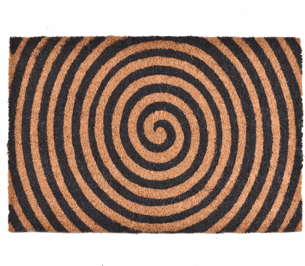 Lábtörlő ajtóhoz 60x40 cm kókusz Spirál nyomott mintával barna fekete