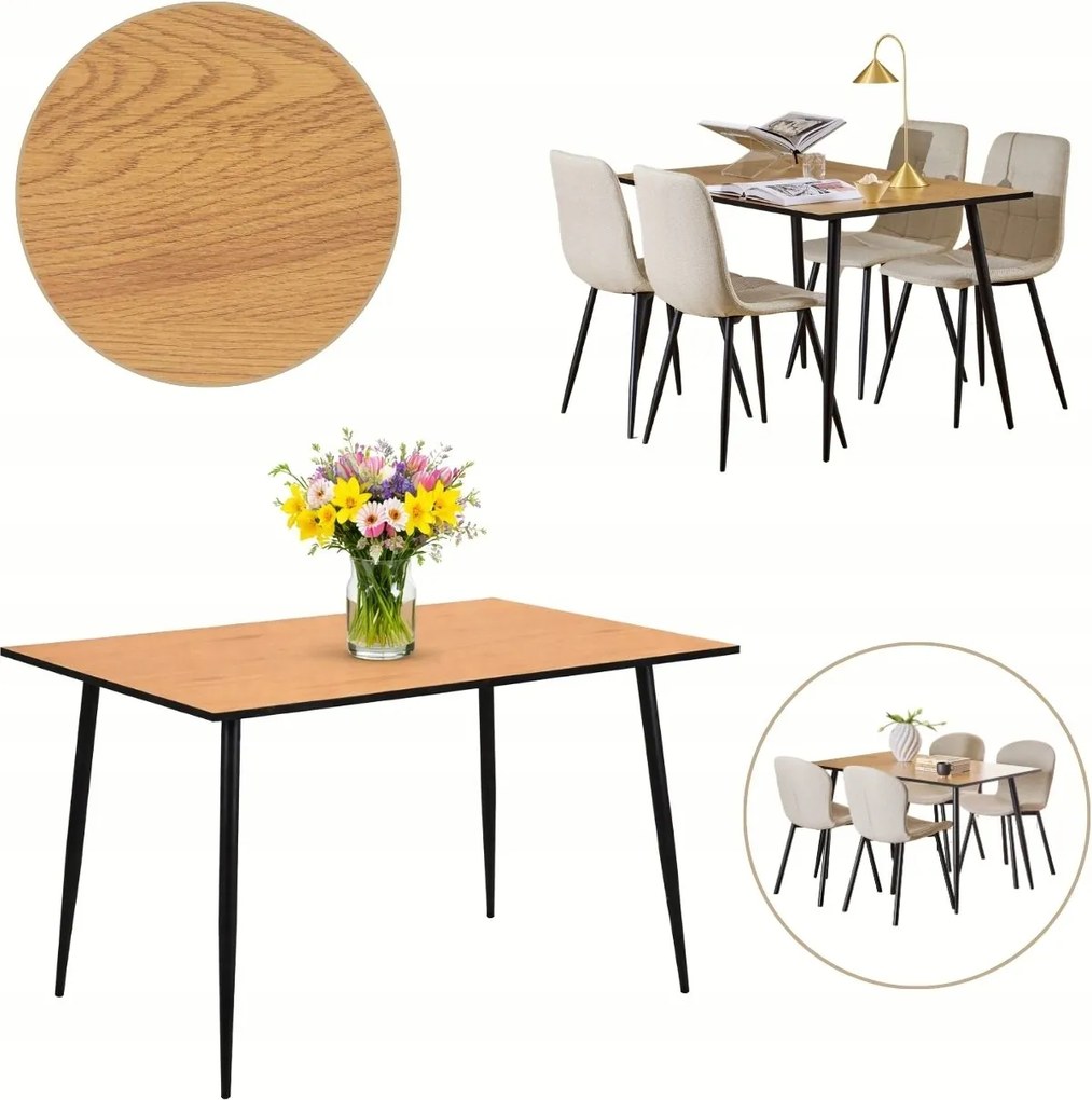 Étkezőasztal 120x80cm 6 személyes asztallap Tömör konyha