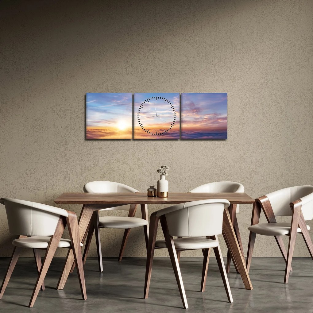 Kép - Naplemente a felhők felett (órával) (90x30 cm)
