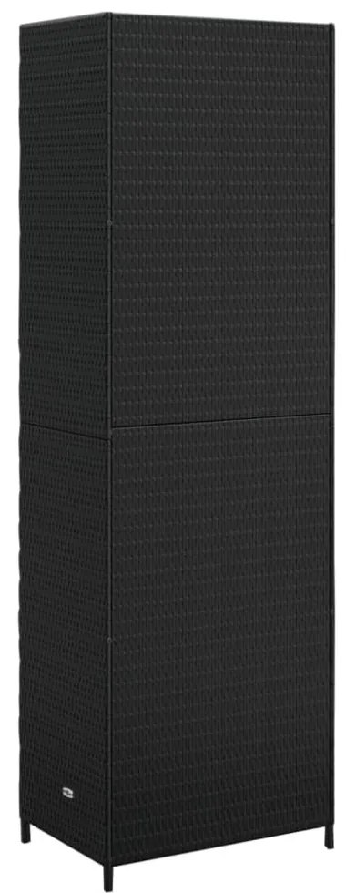 fekete polyrattan kerti tárolószekrény 59 x 40 x 180 cm