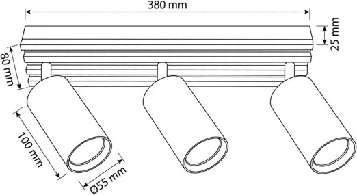 Brilagi - SELE WOOD ACOUSTIC spotlámpa 3xGU10/30W/230V fekete/fa