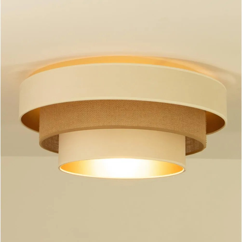 WENTA mennyezeti lámpa 1xE27/60W/230V, Ø 50 cm, bézs/juta