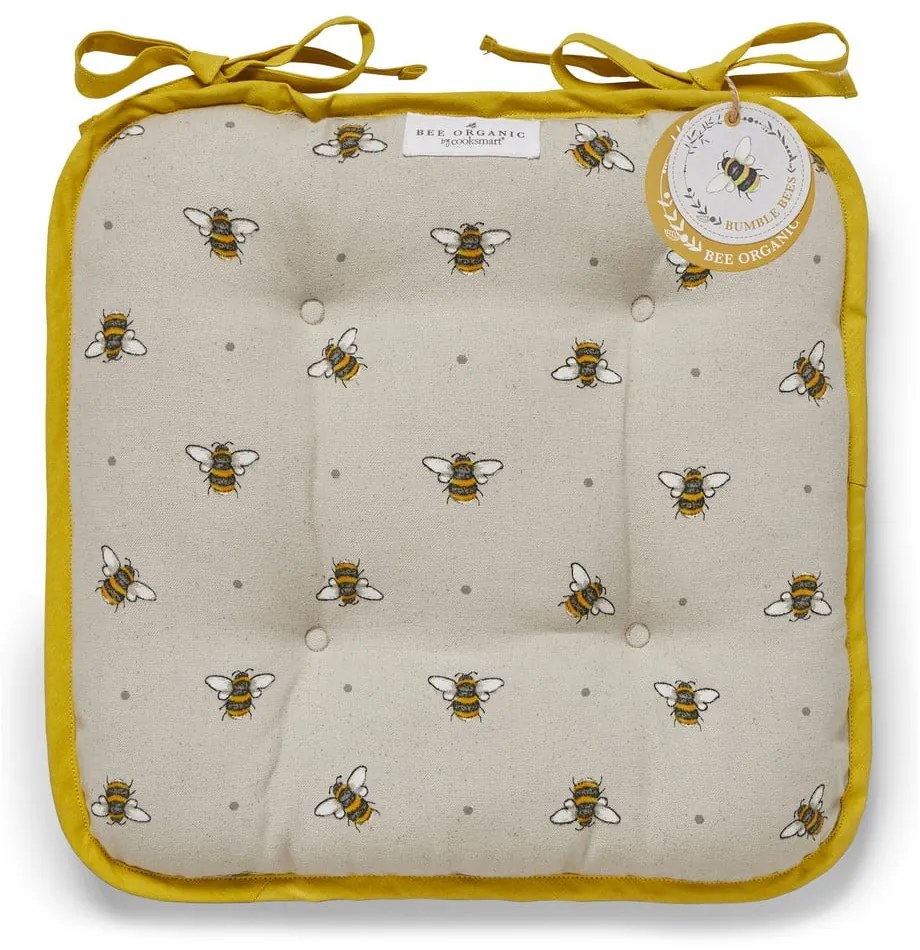 Bumble Bees bézs-sárga pamut székpárna - Cooksmart ®