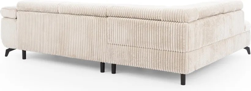 Krémszínű kordbársony sarokkanapé (bal oldali-L alakú) Marbeya – Ropez