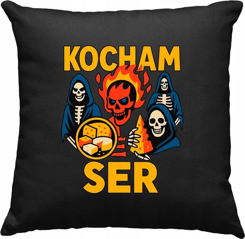 Párna Szeretem a sajtot vicc mém V-nyakú fekete