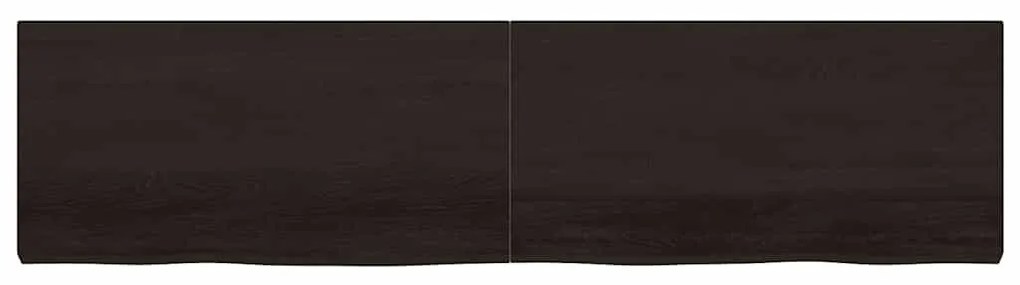 sötétbarna kezelt tömör fa fürdőszobai pult 200x50x(2-6) cm