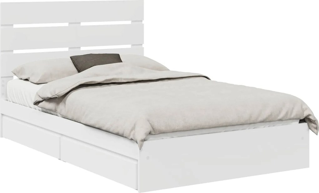 vidaXL Tárolós Ágy fejtámlával fiókkal Fehér 120 x 190 cm Faanyag