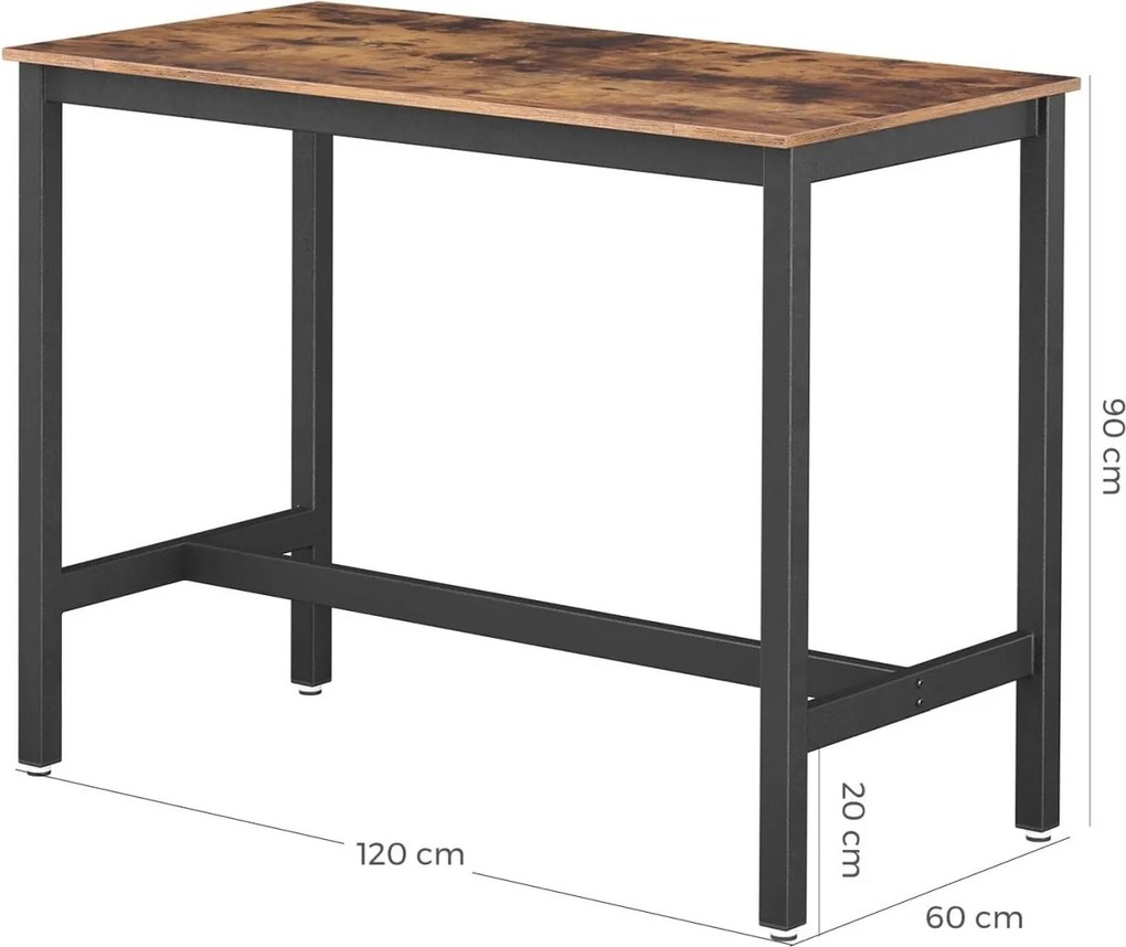 Konyhai bárasztal, rusztikus barna 120x60x90cm