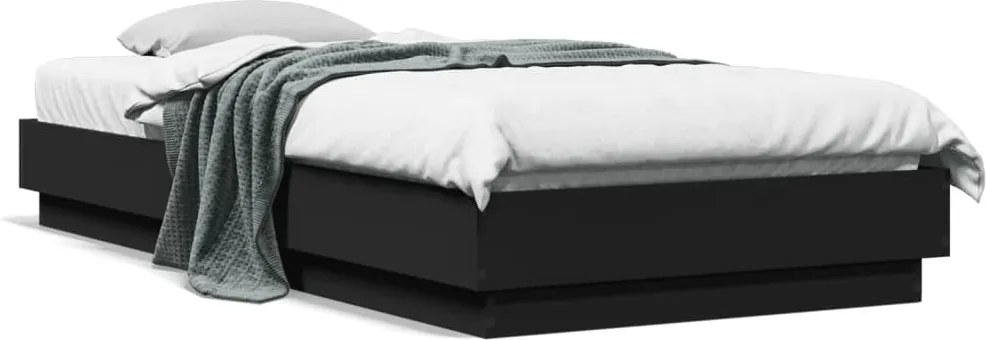 vidaXL fekete szerelt fa ágykeret 100 x 200 cm