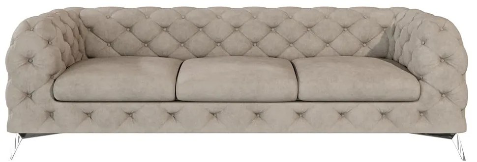 Szürkésbézs bársony kanapé 243 cm Chelsea – Ropez