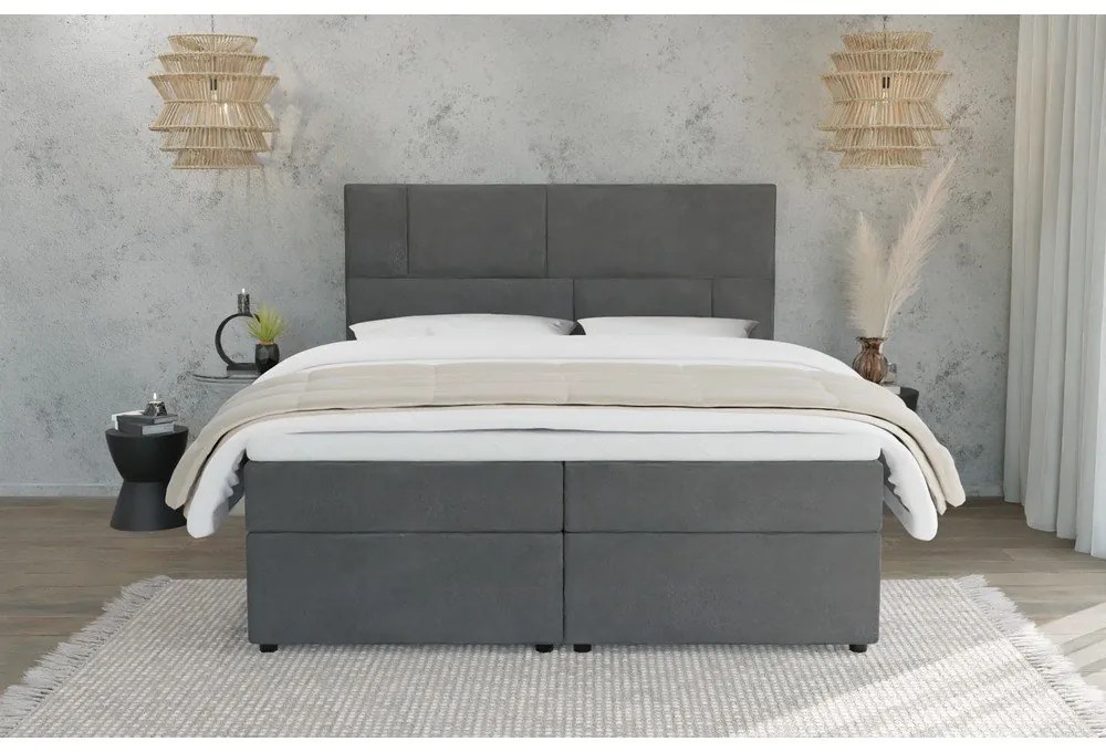 Szürke ágyneműtartós boxspring ágy 140x200 cm Lola – Ropez