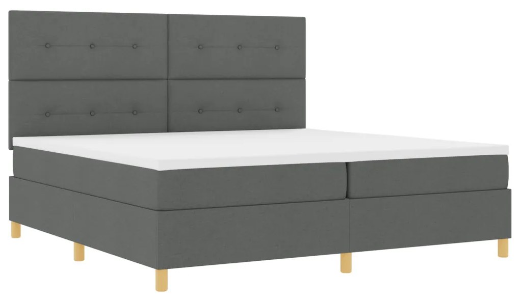 Boxspring Ágy Matrac &amp; LED Sötétszürke 200x200 cm Szövet