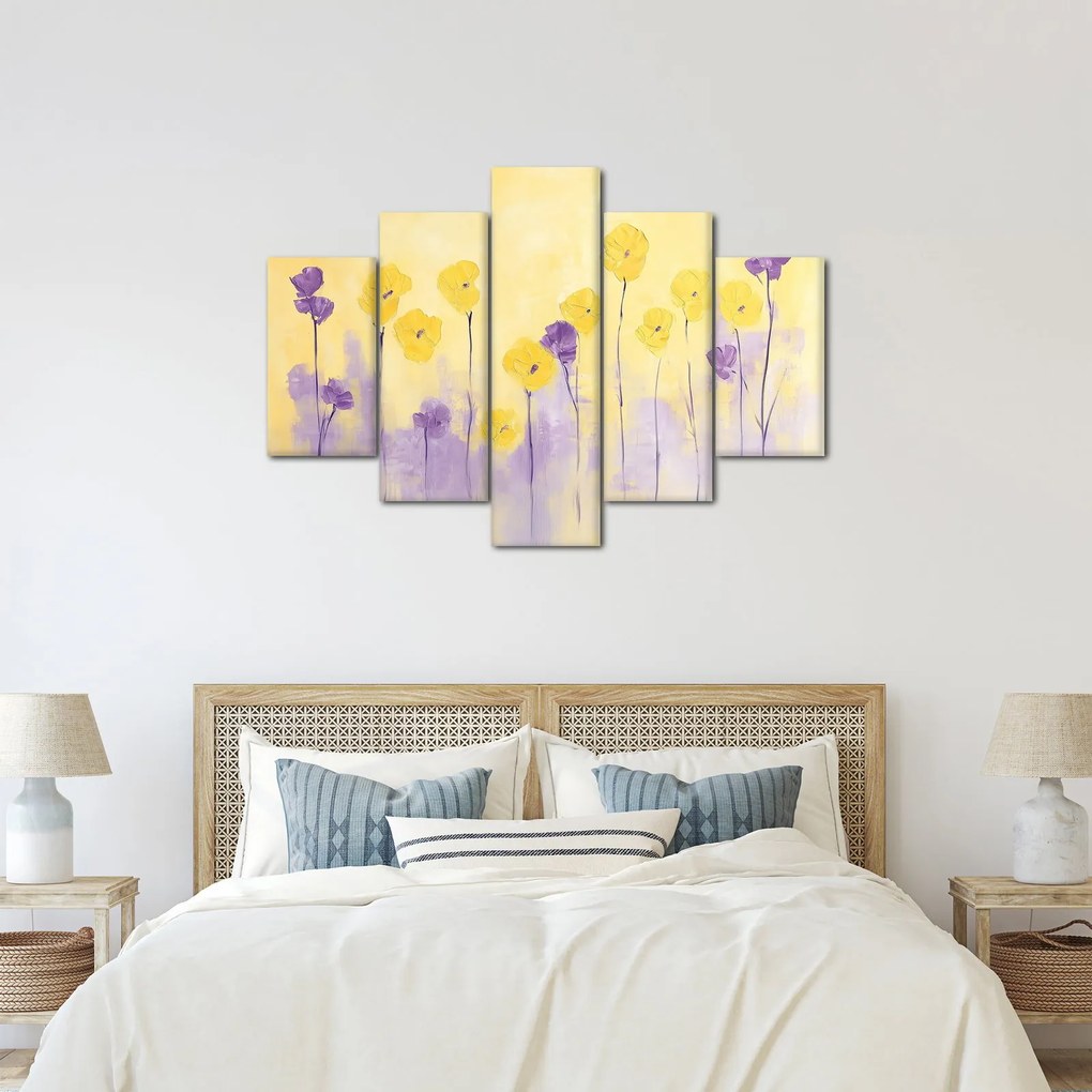 Kép - Lila és sárga virágok (150x105 cm)