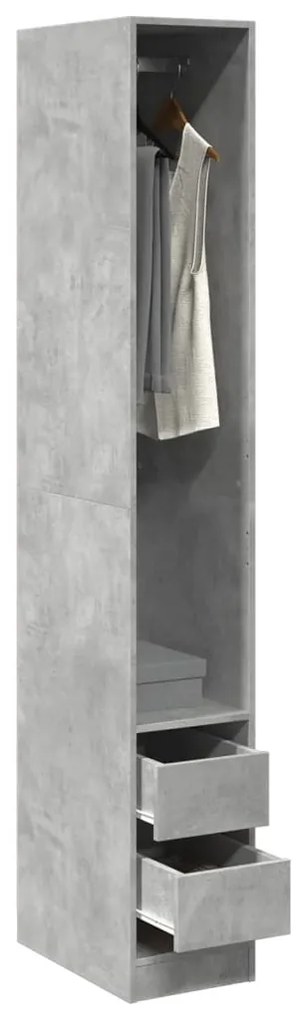 Betonszürke szerelt fa ruhásszekrény 30 x 50 x 200 cm