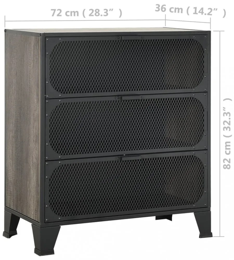 2 db szürke fém és MDF tárolószekrény 72 x 36 x 82 cm