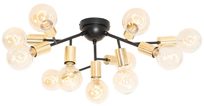Design mennyezeti lámpa fekete arannyal 12-lámpás - Juul