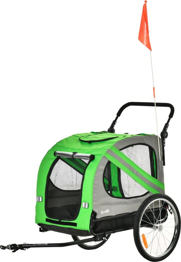 PawHut 2 az 1-ben Kerekes Felszerelés Kutyáknak – Átalakítható Szállító, Felgörgethető Ajtókkal, Biztonsági Övvel, Zászlóval és 6 Visszaverővel, 30 kg