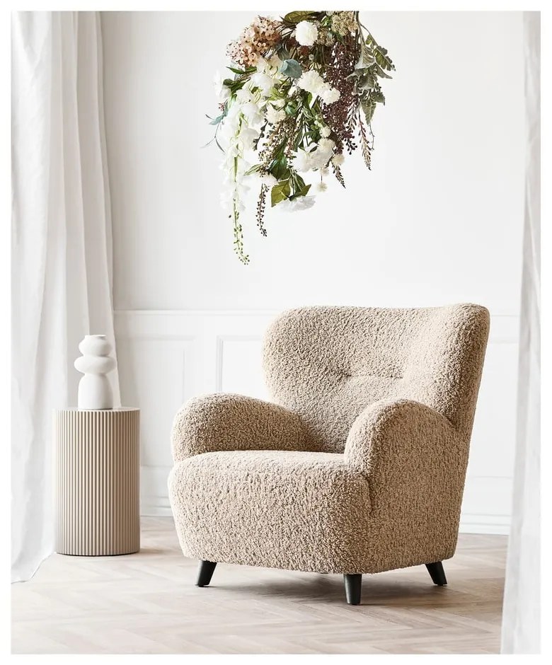 Világosbarna buklé fotel Lunaro – House Nordic