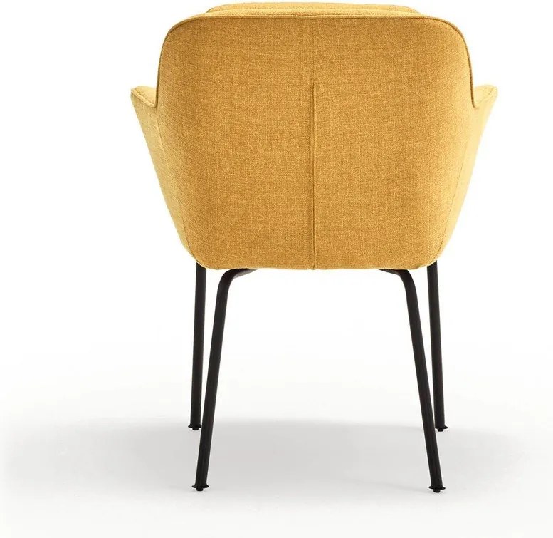 Mustársárga kárpitozott karfás étkezőfotel Sadira – Teulat