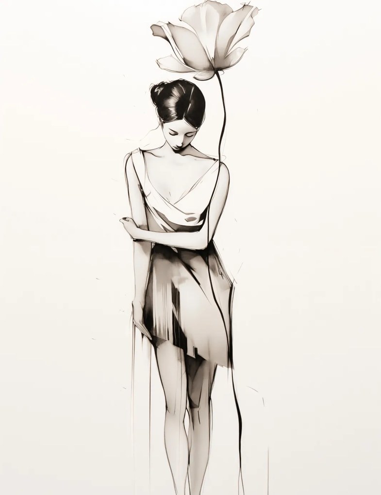 Poszter 50x65cm Magányos virágos múzsa