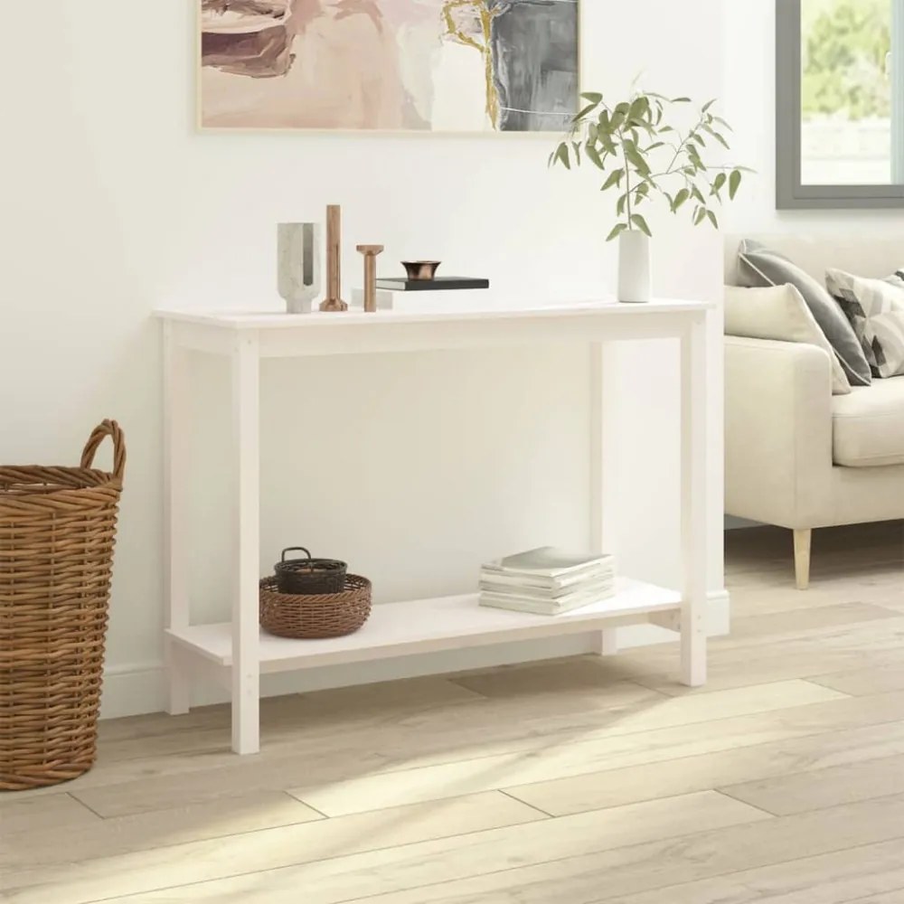 fehér tömör fenyőfa tálalóasztal 110 x 40 x 80 cm