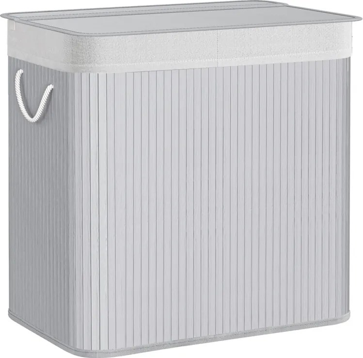 Bambusz kosár szennyestartó 3 rekeszes 3x50L, szürke