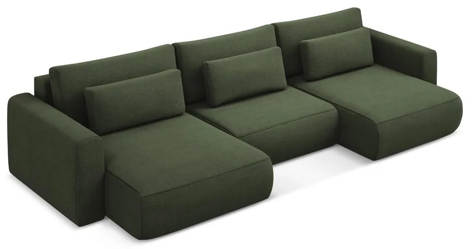 Khaki kinyitható-tárolóhelyes (U alakú) sarokkanapé Kapua – Makamii