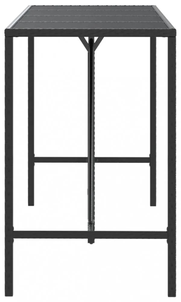 fekete polyrattan üveglapos bárasztal 180 x 70 x 110 cm