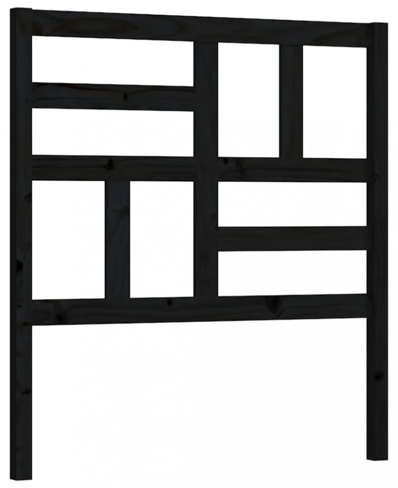 fekete tömör fenyőfa ágyfejtámla 96 x 4 x 104 cm