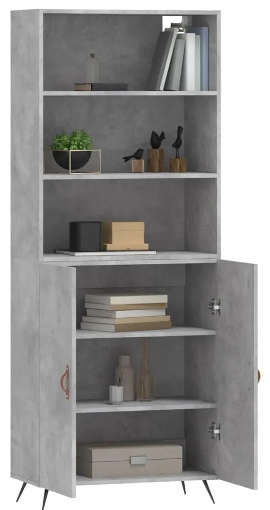 betonszürke szerelt fa magasszekrény 69,5 x 34 x 180 cm