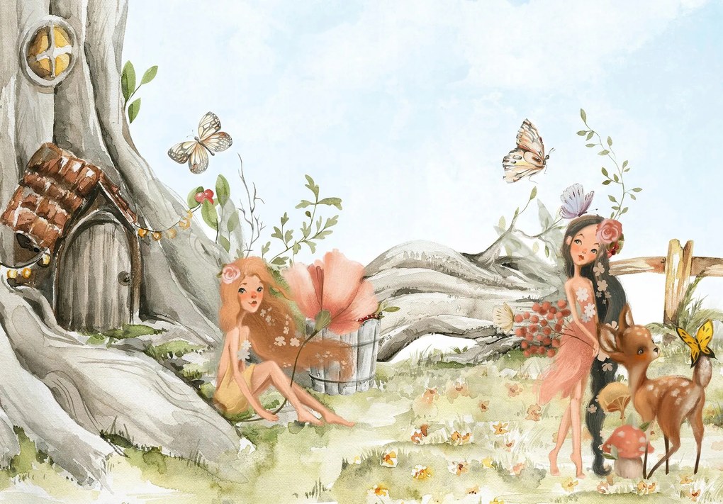 Fotótapéta gyerekeknek Erdő Tündérek Flizelin Ragasztó Ajándék 368 x 254