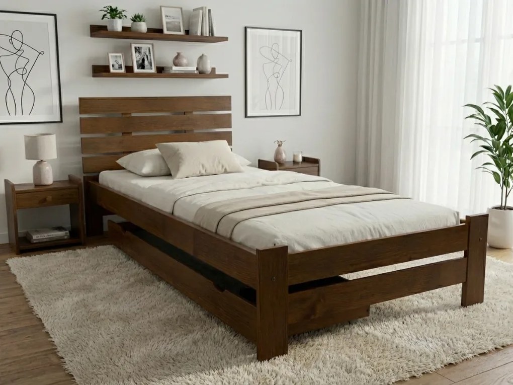 PARIS magasított ágy 90x200 cm, tölgyfa Ágyrács: Léces ágyrács, Matrac: Coco Maxi 20 cm matrac