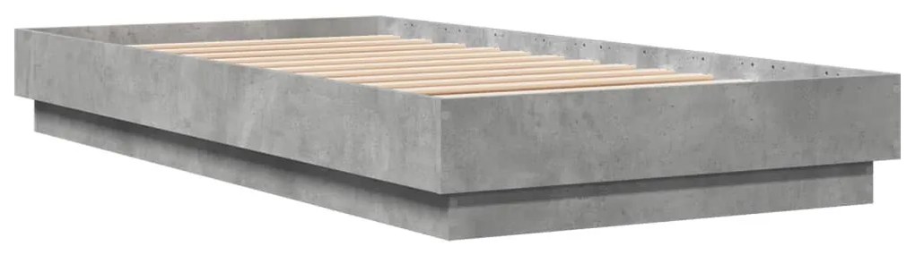 betonszürke szerelt fa ágykeret 75 x 190 cm