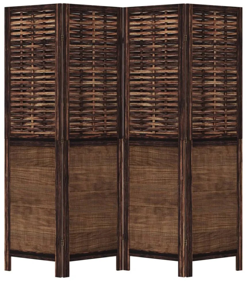 4 paneles sötétbarna tömör császárfa térelválasztó