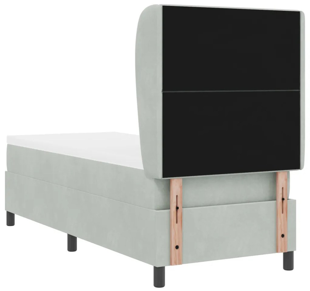 Boxspring Ágy Matrac Közép Szürke 80x200 cm Bársony
