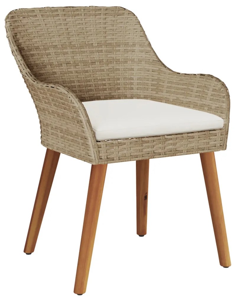 3 részes Kert Étkező Szett Bézs Poly Rattan