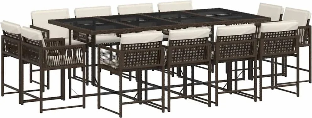 vidaXL 13 részes barna polyrattan kerti ülőgarnitúra párnákkal