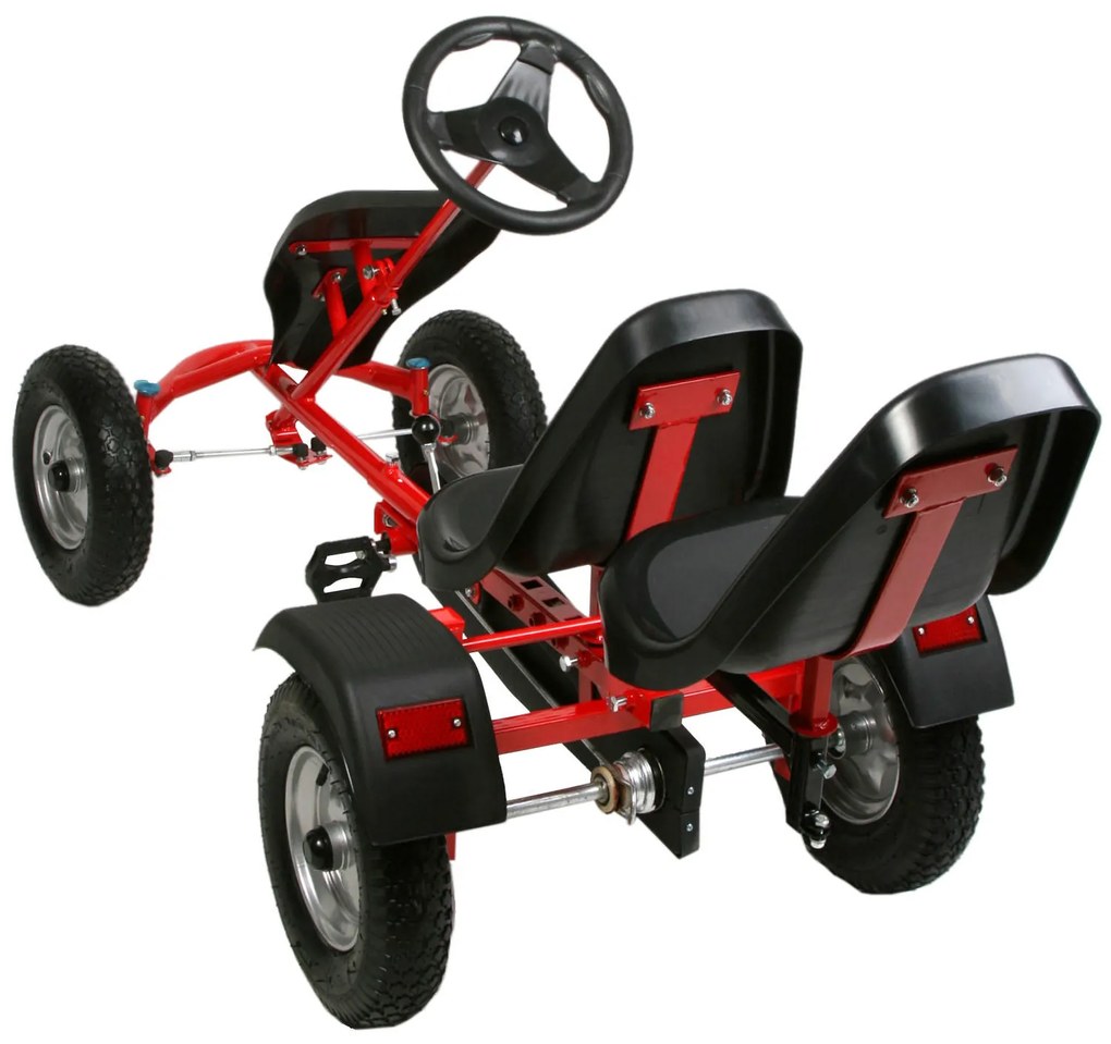 Kétszemélyes gokart autó, piros
