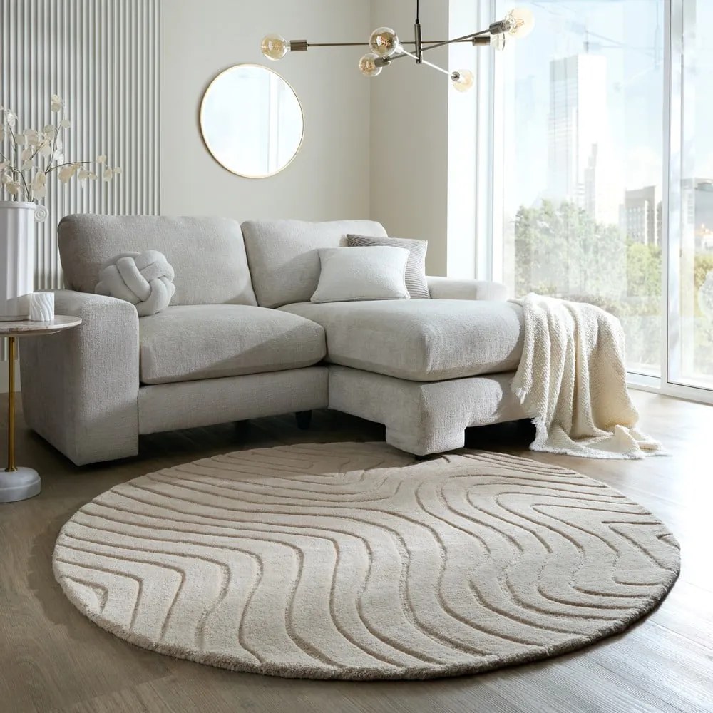 Krémszínű kézi szövésű gyapjú kerek szőnyeg ø 160 cm Mesmerise Natural – Flair Rugs