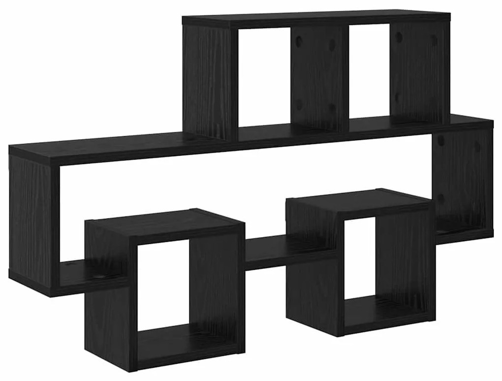 Falpolc polcokkal tárolóval Musta tammi 82 x 15 x 51 cm Faanyag