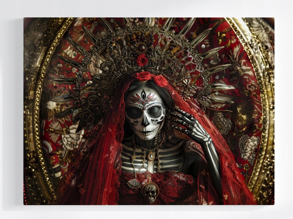 Poszter Portré Mikulás Mexikó Koponya Királynő 100x75
