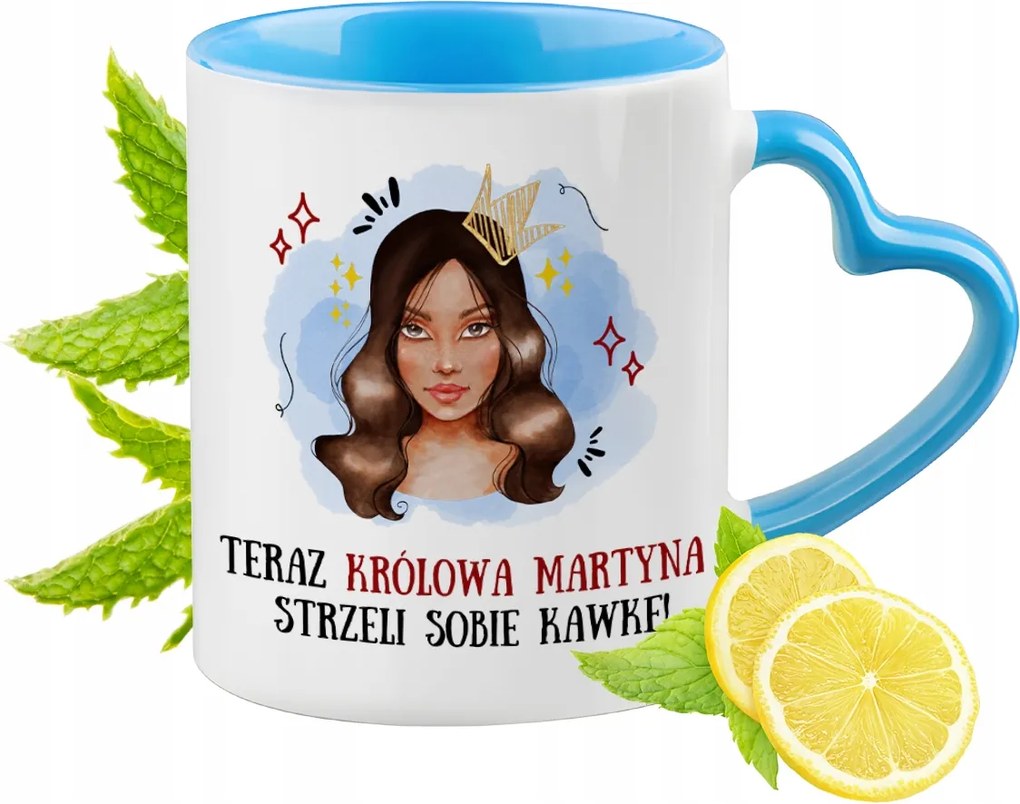 Martina Kék Bögre Szív Alakú Füllel Kávé Ajándék